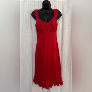 Red Sleeveless Midi Dress